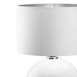 Nachttischlampe Glas Stoff Weiß Silber 54 cm groß