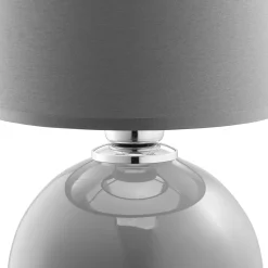 Nachttischlampe Glas Stoff Grau Graphit E27 36 cm