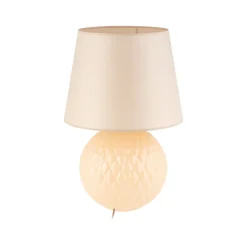 Nachttischlampe Glas Stoff 60 cm Klassisch E27 Ecru Beige