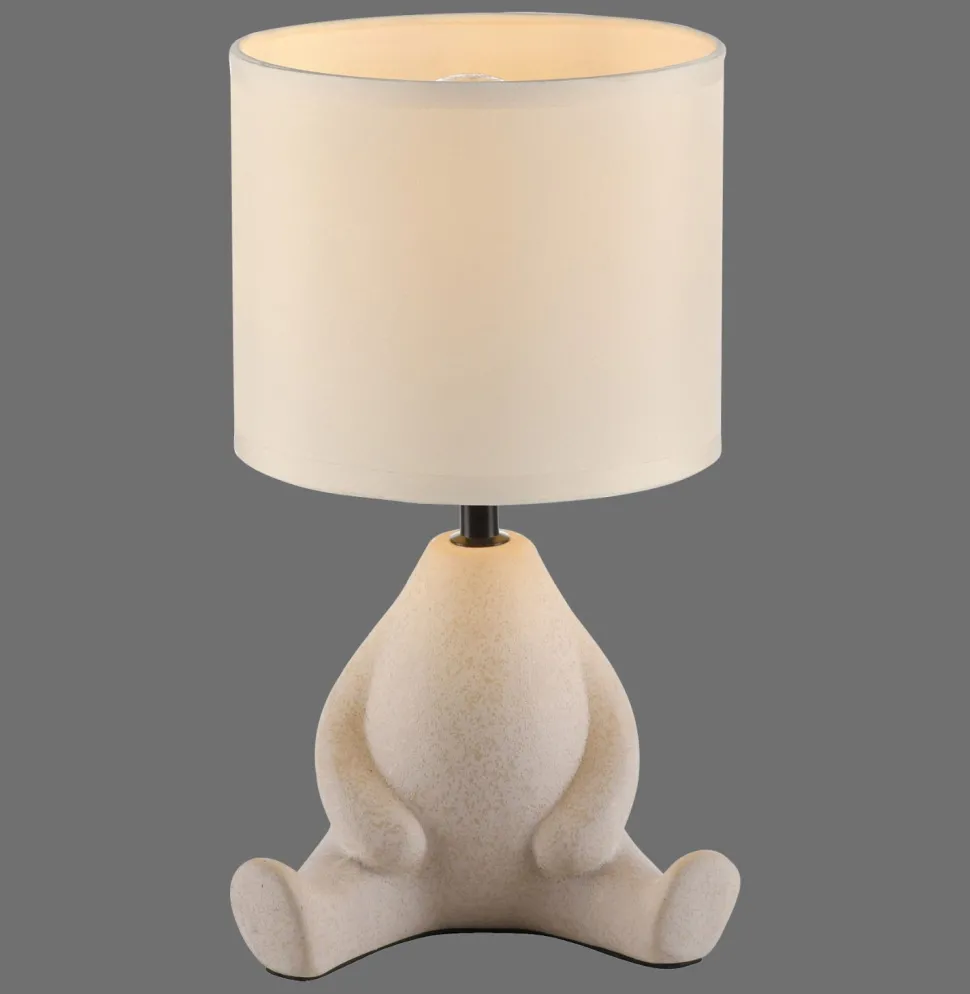 NachtTischlampe Keramik Stoff sitzendes Männchen 32 cm