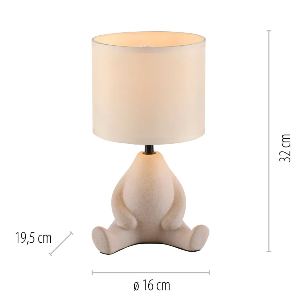 NachtTischlampe Keramik Stoff sitzendes Männchen 32 cm