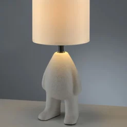 NachtTischlampe Keramik Stoff Teddy 38 cm E27 blendarm