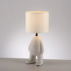 NachtTischlampe Keramik Stoff Teddy 38 cm E27 blendarm
