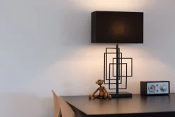 Nachttischlampe Metall Stoff 69 cm Schwarz E27 Modern