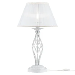 Nachttischlampe Metall Stoff E14 56 cm rund Klassisch