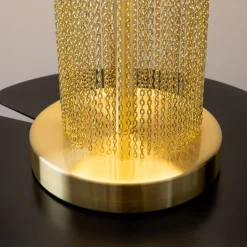 Nachttischleuchte Edelstahl Stoff 47 cm in Gold Weiß