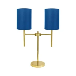 Nachttischleuchte 2-flammig E27 61,5 cm Stoff Messing