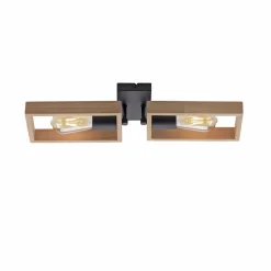 Natürliche Deckenlampe Retro Holz Metall L:57 cm E27