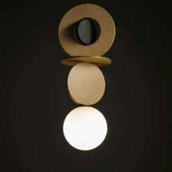 Natürliche Hängelampe Glaskugel Holz G9 Ø16 cm rund