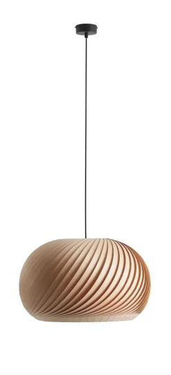 Natürliche Pendelleuchte Holz gemütlich E27 Ø45 cm rund