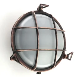 Outdoor Wandlampe Echt-Messing Glas E27 IP64 Ø 24 cm rund