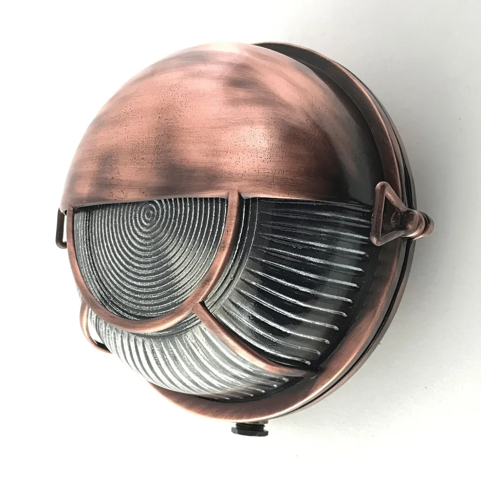 Outdoor Wandleuchte Messing Glas E27 IP64 Ø 17,5 cm in Kupfer