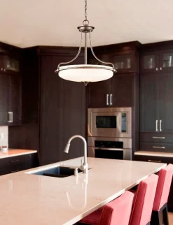 Pendellampe ASPERO Chrom Creme Jugendstil Lampe