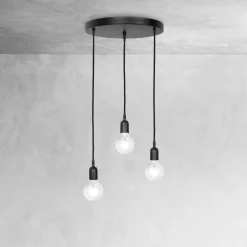 Pendelleuchte Ø 40 cm 3-flammig E27 Schwarz matt verstellbar