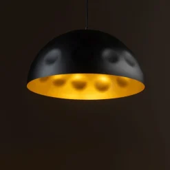 Pendelleuchte E27 in Schwarz Gold matt Ø 50 cm