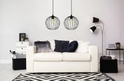 Pendelleuchte E27 Schwarz Metall 2-flammig L:60 cm