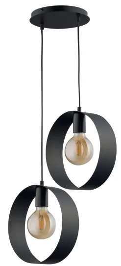 Pendelleuchte E27 Schwarz Ringe 2-flammig stilvoll