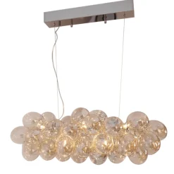 Pendelleuchte Esstisch B: 80 cm Metall Rauchglas 8x G9