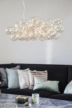 Pendelleuchte Esstisch B: 80 cm Metall Rauchglas 8x G9