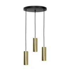 Pendelleuchte 3-flammig E27 Messing Eisen in Schwarz Bronze