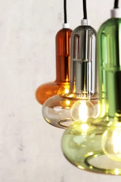 Pendelleuchte Glas Grün Rauchgrau Bernstein E14 65 cm