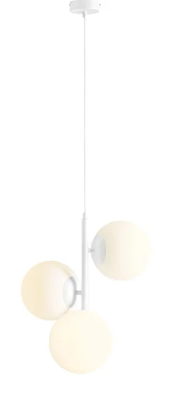 Pendelleuchte Glas Kugeln Weiß B:46 cm E27 gemütlich