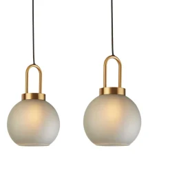 Pendelleuchte Glas Metall 3-flammig in Messing Weiß geätzt E27