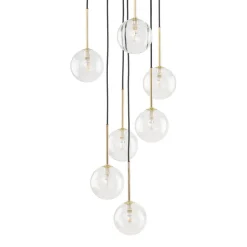 Pendelleuchte Glas Metall H: max. 97 cm verstellbar 7x G9