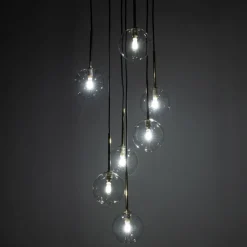 Pendelleuchte Glas Metall H: max. 97 cm verstellbar 7x G9