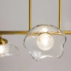 Pendelleuchte Glas Metall G9 H: max. 84,4 cm in Messing