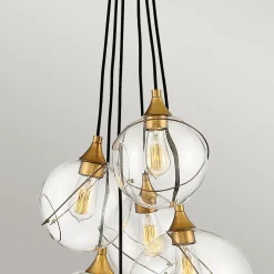 Pendelleuchte Glas Metall E27 B: 58,9 cm Kugelschirm