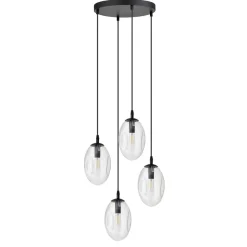 Pendelleuchte Glas Metall verstellbar 4-flammig E14