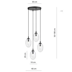 Pendelleuchte Glas Metall verstellbar 4-flammig E14