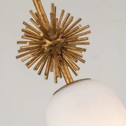 Pendelleuchte Glas Metall Ø 18,4 cm E27 Gold antik Weiß