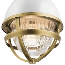 Pendelleuchte Glas Metall E27 Ø 20,4 cm in Messing Weiß