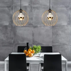 Pendelleuchte Gold Schwarz Ø 24 cm rund Metall Kugel