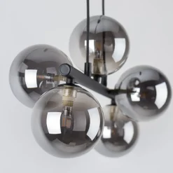 Pendelleuchte Grau Schwarz Metall Glas 5-flammig
