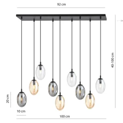 Pendelleuchte groß Rauchglas 100 cm lang 9x E14 CARLU