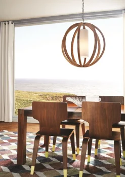 Pendelleuchte Holz Glas rund Esstisch Wohnzimmer