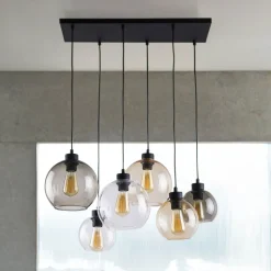 Pendelleuchte in Bernstein Graphit 6xE27 Esstisch