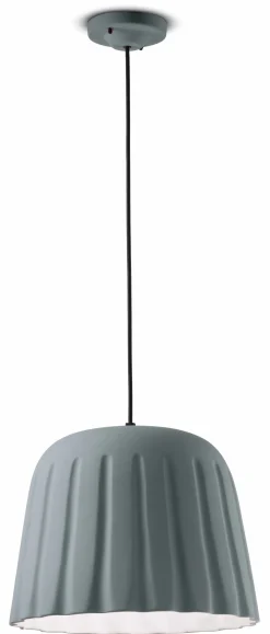 Pendelleuchte Keramik Ø 40 cm Handarbeit Grau E27