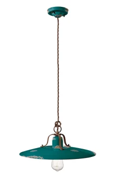 Pendelleuchte Keramik Metall E27 rund D: 40 cm Industrial