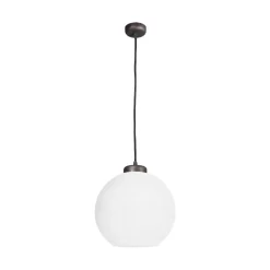 Pendelleuchte Kugel Ø 24 cm Messing Glas E27 in Bronze Weiß