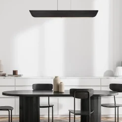 Pendelleuchte LED 116,8 cm lang Metall Glas Schwarz Modern