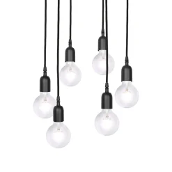 Pendelleuchte Messing Eisen Ø 40 cm 6-flammig E27 Schwarz