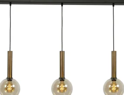 Pendelleuchte Messing Schwarz 3-flammig E27 Glas Metall