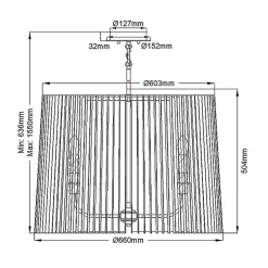 Pendelleuchte Metall D: 66 cm H: max. 155 cm rund 6x E14