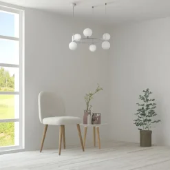 Pendelleuchte Metall Glas G9 B: 58 cm H: max. 184 cm