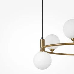 Pendelleuchte Metall Glas G9 58 cm breit H: max. 178 cm