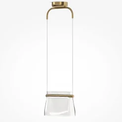 Pendelleuchte Metall Glas LED H: max. 329 cm in Messing